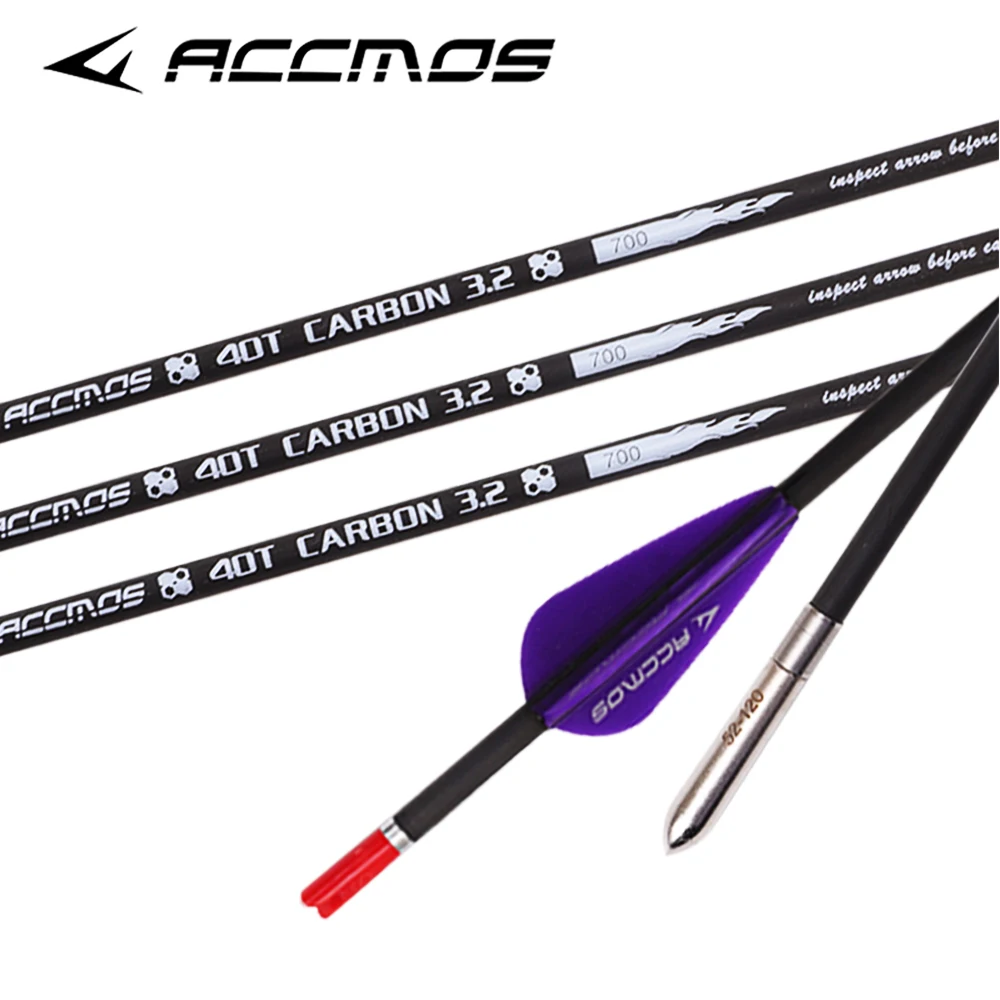 6/12pcs Carbon Arrow ID 3.2mm 30inch Spine 350 400 500 600 700 800 900 1000 +-0.009\