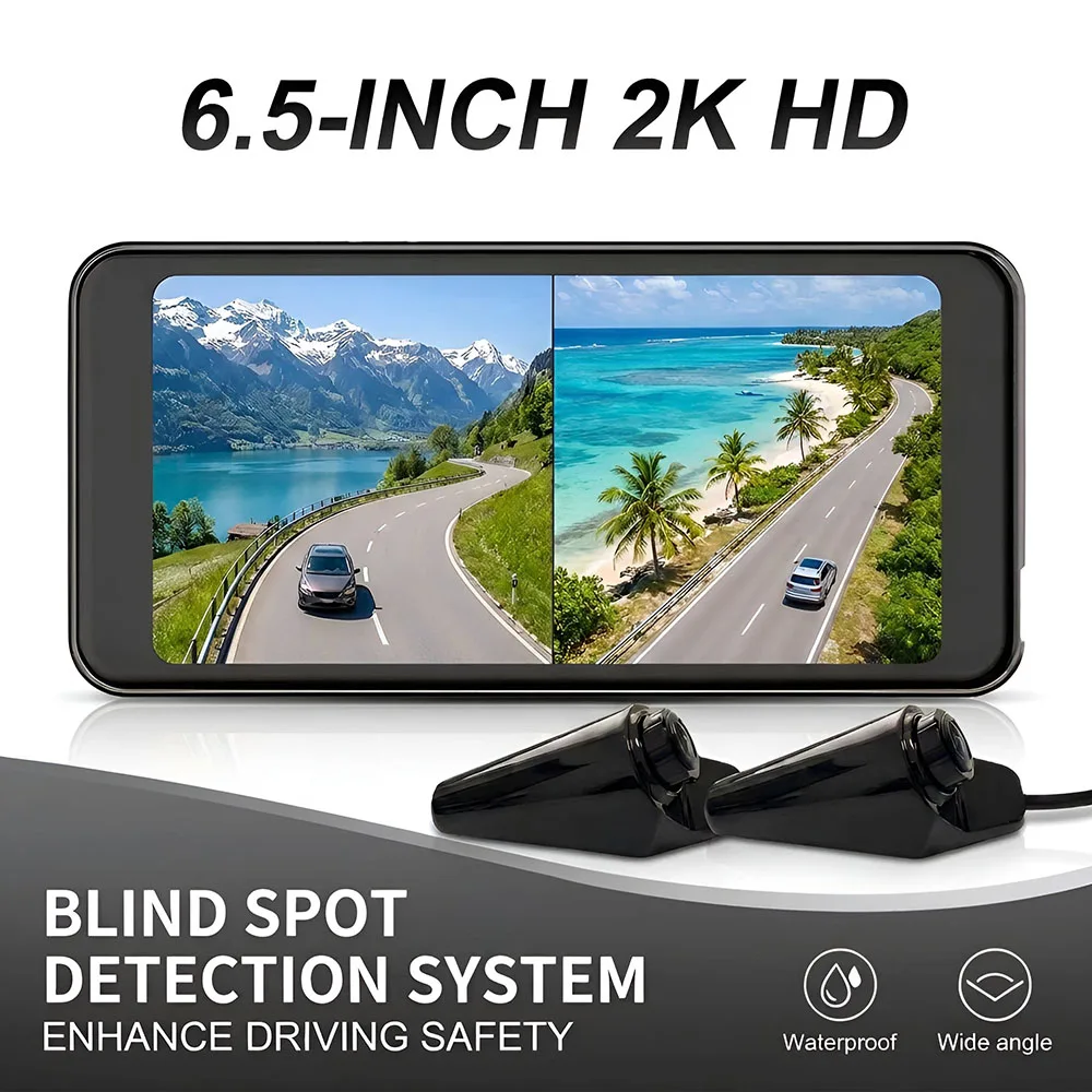 Wireless 2CH AHD 1080P BSD Blind Spot Detection System 6.5
