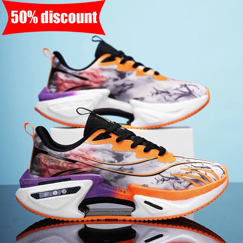 Men Sports Shoes Shock-absorbing Training Professional Marathon Casual Nonskid Running Shoes Breathable Mesh Outdoor Sneakers