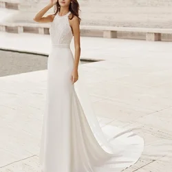 Customized Elegant Backless Wedding Dresses Halter Lace Mermaid Bridal Dress Detachable Train Gowns New Vestido De Novia