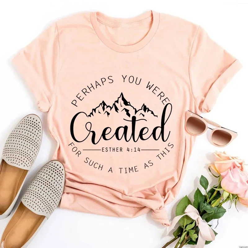 Perhaps You Were Created Shirt Christian Graphic Tee Esther 4:14 Shirts Chosen Kawaii Clothes Faith Tee Christian Clothing L