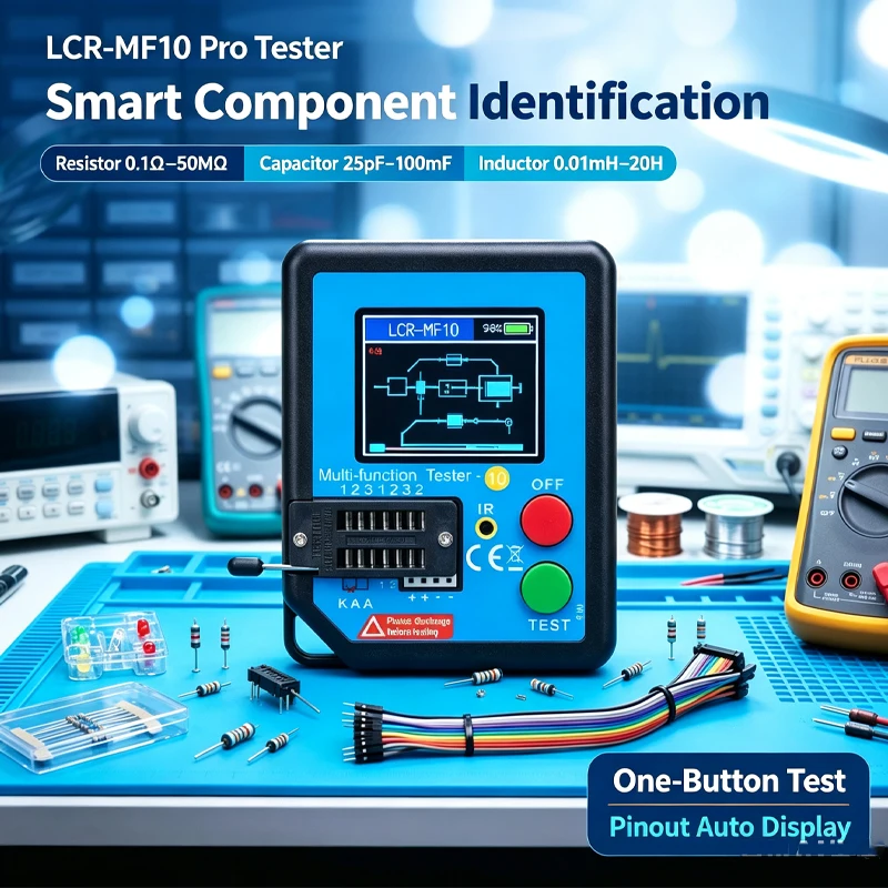 LCR-MF10 128*160TFT Transistor Tester Capacitor/Inductor/Resistor/Diode/Zener/SMD Test LCR Meter with Auto Recognition
