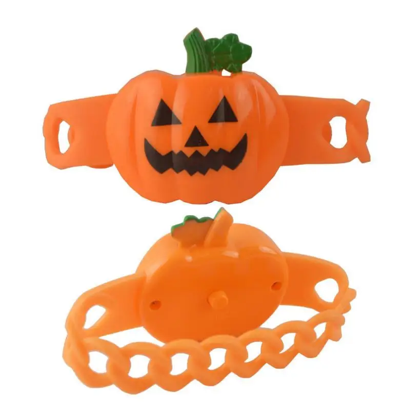 

50pcs Glowing Bracelets Halloween Wristband Party Favors Led Light Up Pumpkin Bangle Treats Candy Goodie Bag Stuffers