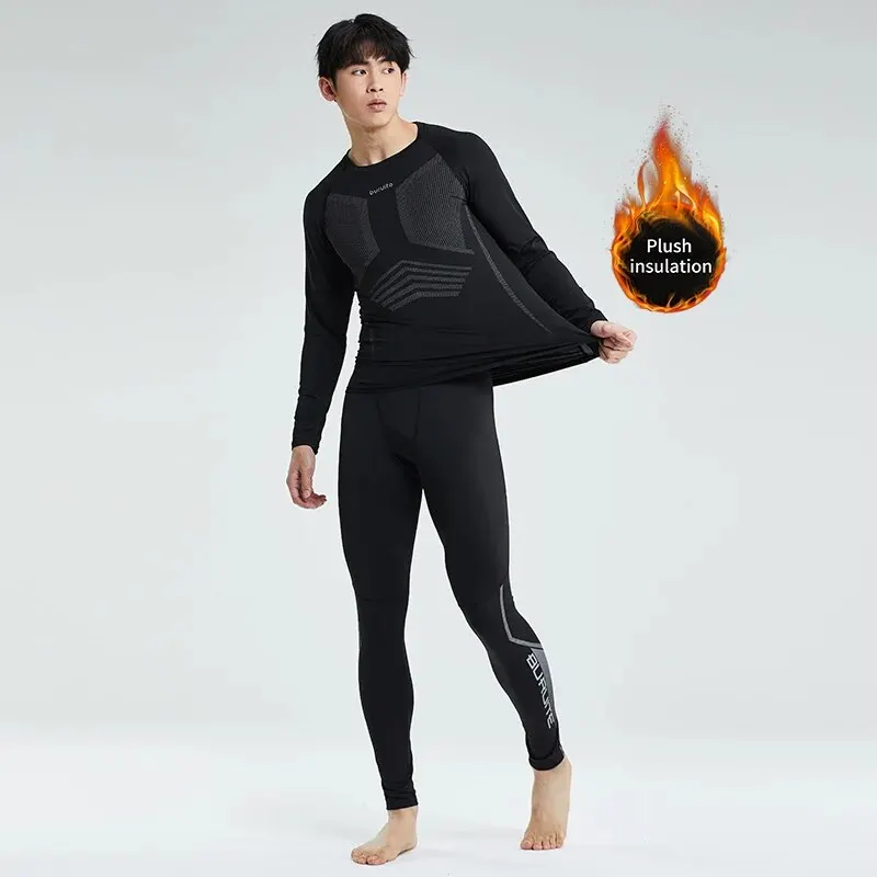 Thermal Underwear Men\'s Plush Thickened Winter Cold-Proof Seamless Leggings Sports Suit Autumn And Winter Top