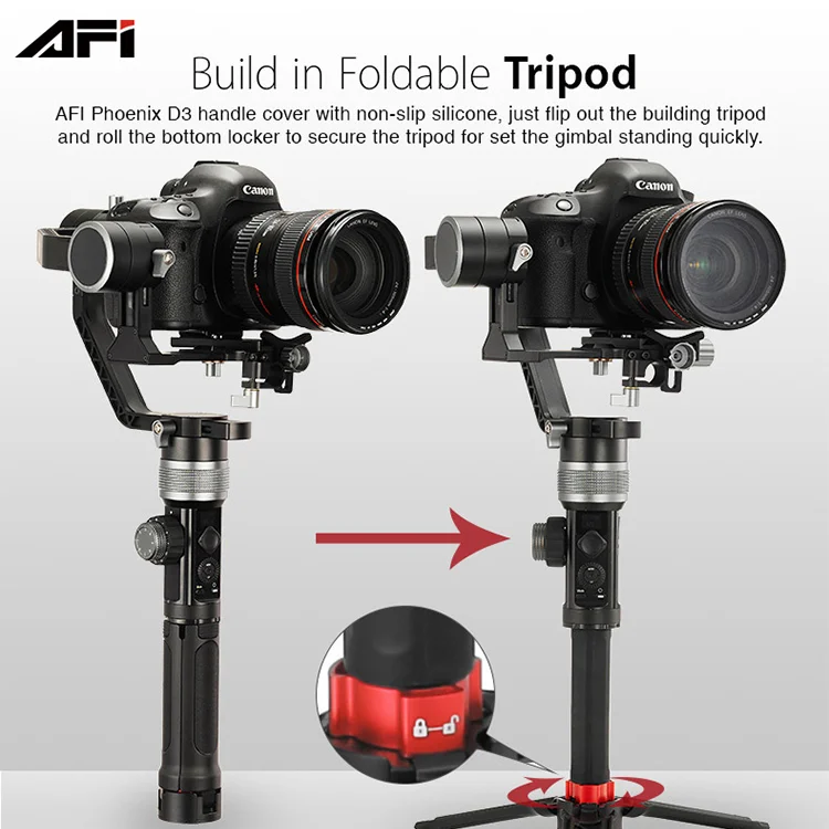 Big Discount AFI 3 motor Brushless Handheld DSLR video camera Gimbal stabilizer D3 with Follow Focus Function