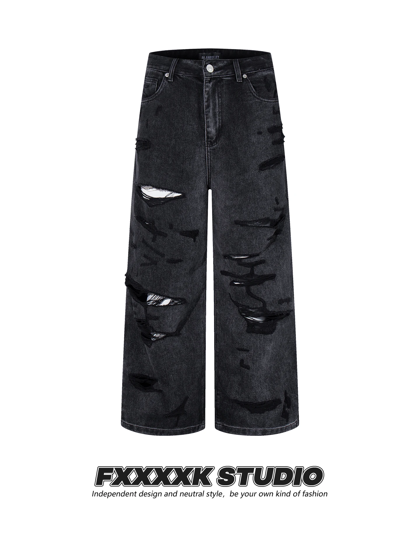 

Оригинальные широкие брюки FXK в стиле High Street Post-Apocalypse для мужчин: свободные, стройнящие, струящиеся, прямые джинсы-брюки, модные джинсы