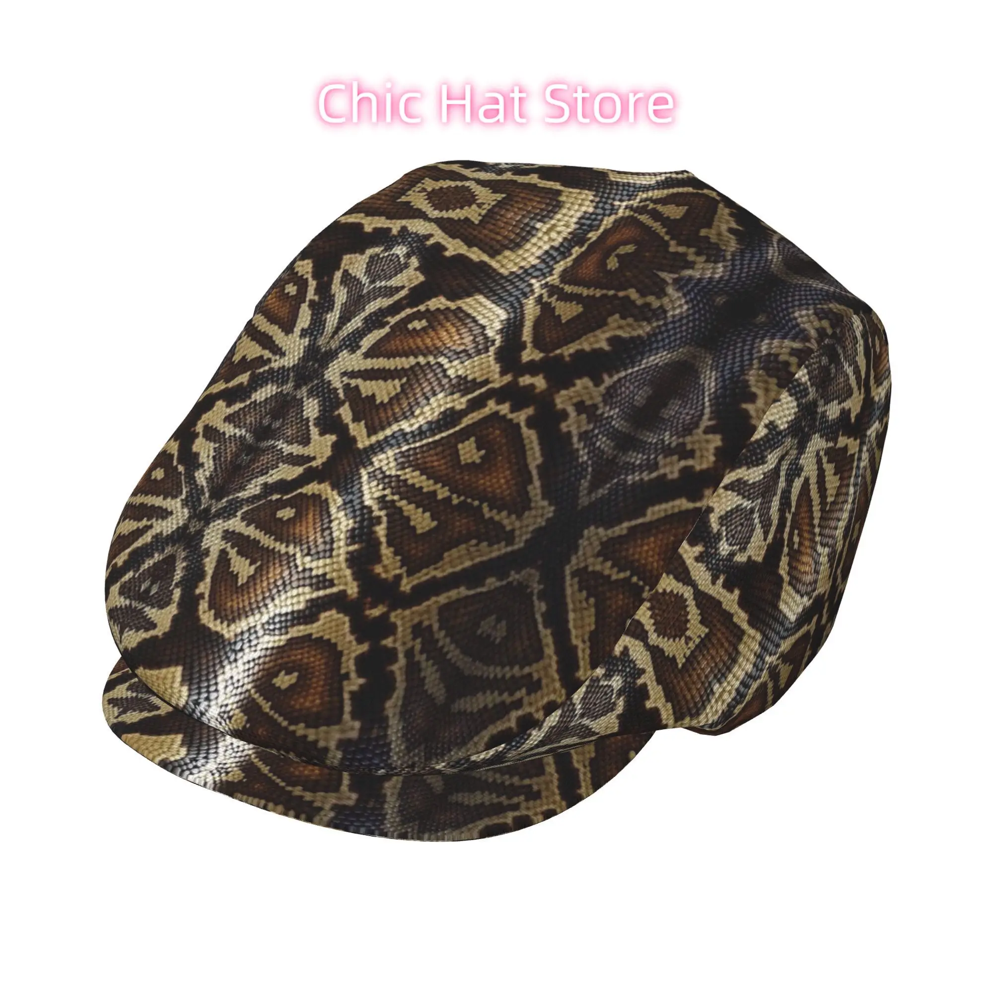 1pc of Flat-Top Hats Featuring an Iridescent Snake Scale Design, Suitable for Both Men And Women, Including Newsboy Caps, Berets