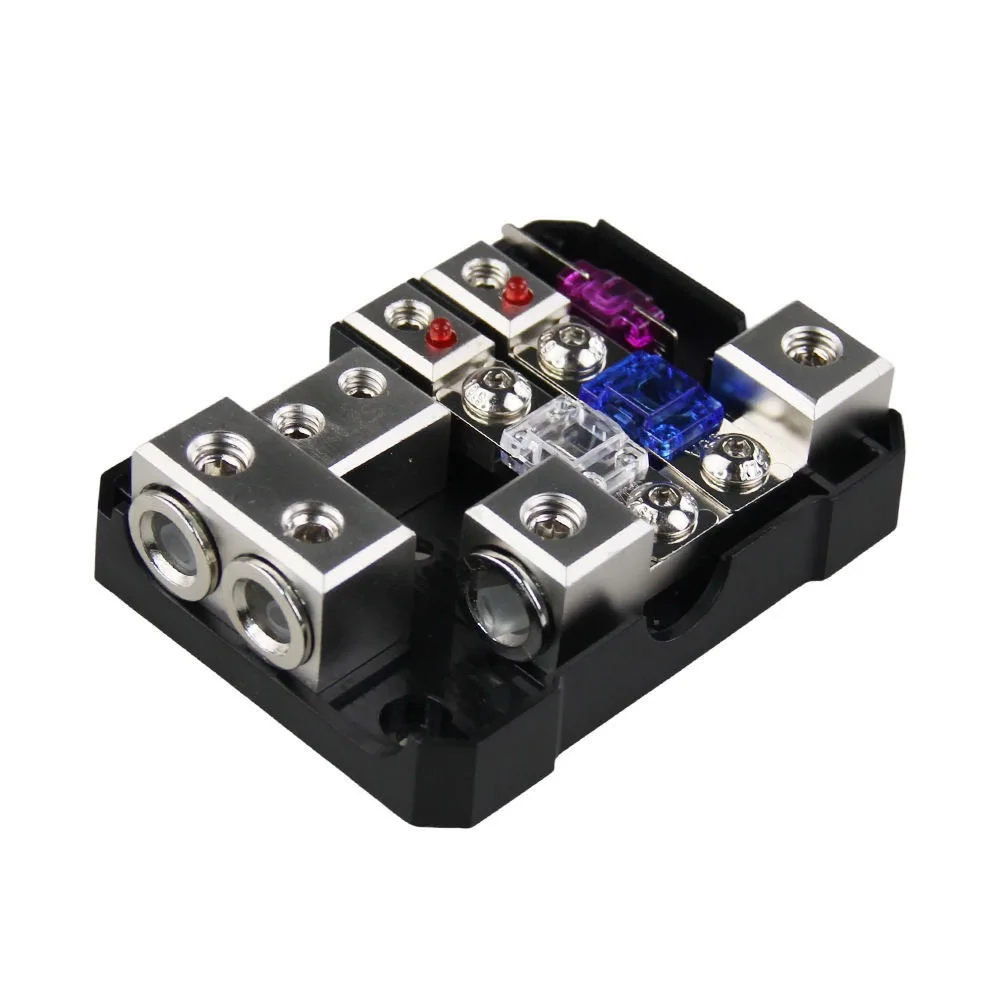 MARINE FUSE BLOCK, 2 INPUT 4 OUTPUT POWER DISTRIBUTION BLOCK WITH LED INDICATOR, FUSE HOLDER FOR BOAT YACHT AND CAR AUDIO MODIFI