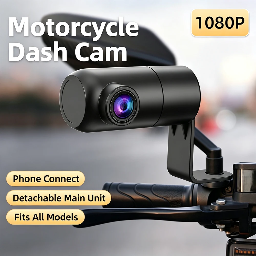 1080P Motorbike Dash Cam WiFi Detachable Main Unit WDR Night Vision USB Powered Loop Recording Universal Motorcycle Camera
