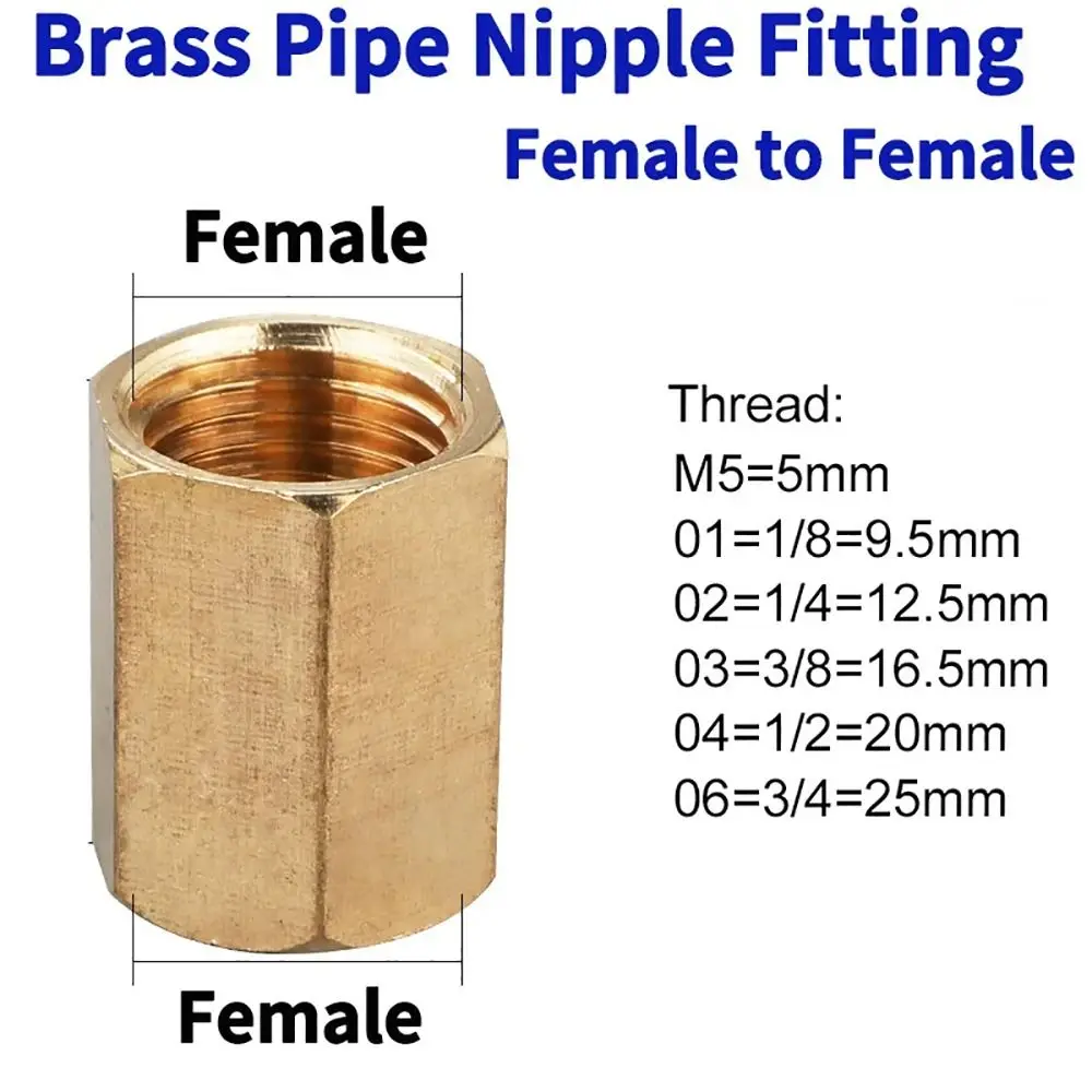 1st Zeskantkoppeling Koppeling Koppeling 1/8 "1/4" 3/8 "1/2" 3/4 "Bsp Pijp Fitting Slang Adapter Voor Water Brandstof Gas Vrouwelijke Draad Hex Connector