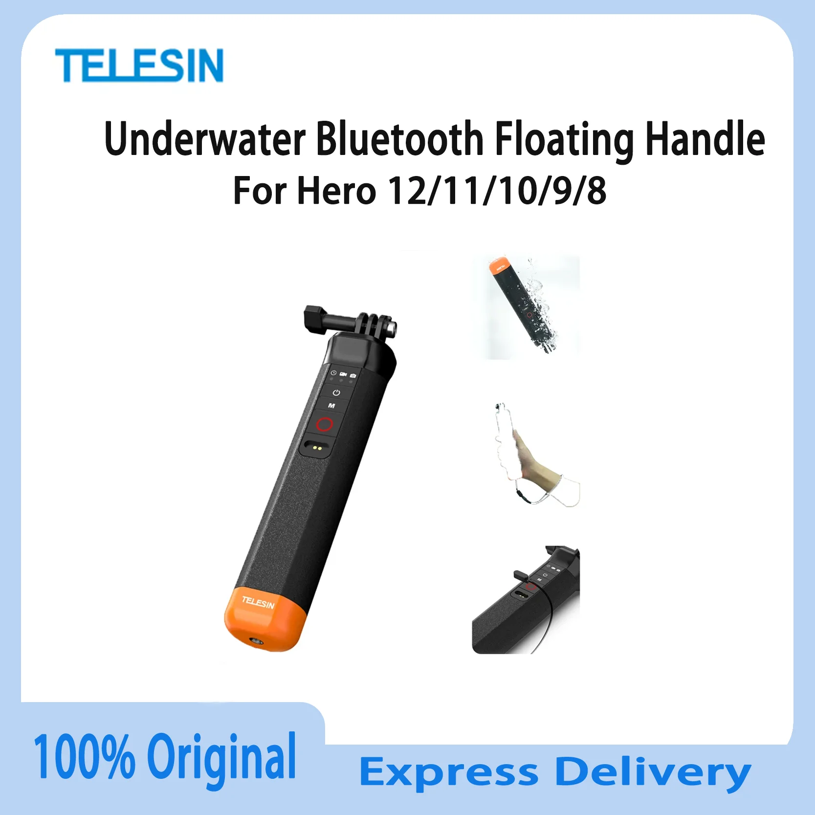 

Original TELESIN Underwater Bluetooth Floating Handle For Hero 12 11 10 9 8 With Wireless Remote Control and Safety Wrist Strap