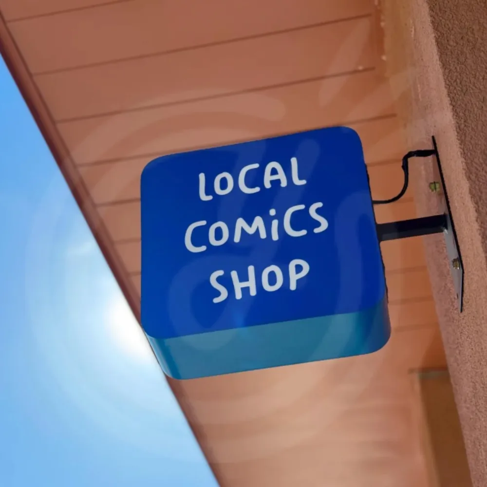 Custom 3D Blue Metal Light Box Sign Outdoor Storefront LED Acrylic Illuminated Signboard Waterproof Double Sided Shop Signage