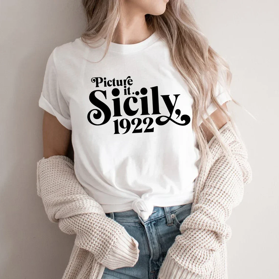 Picture It Sicily 1922 Shirt Golden Girls T-Shirt Retro 80's TV Sitcom Graphic Printed Tees Unisex Summer Casual Short-sleev