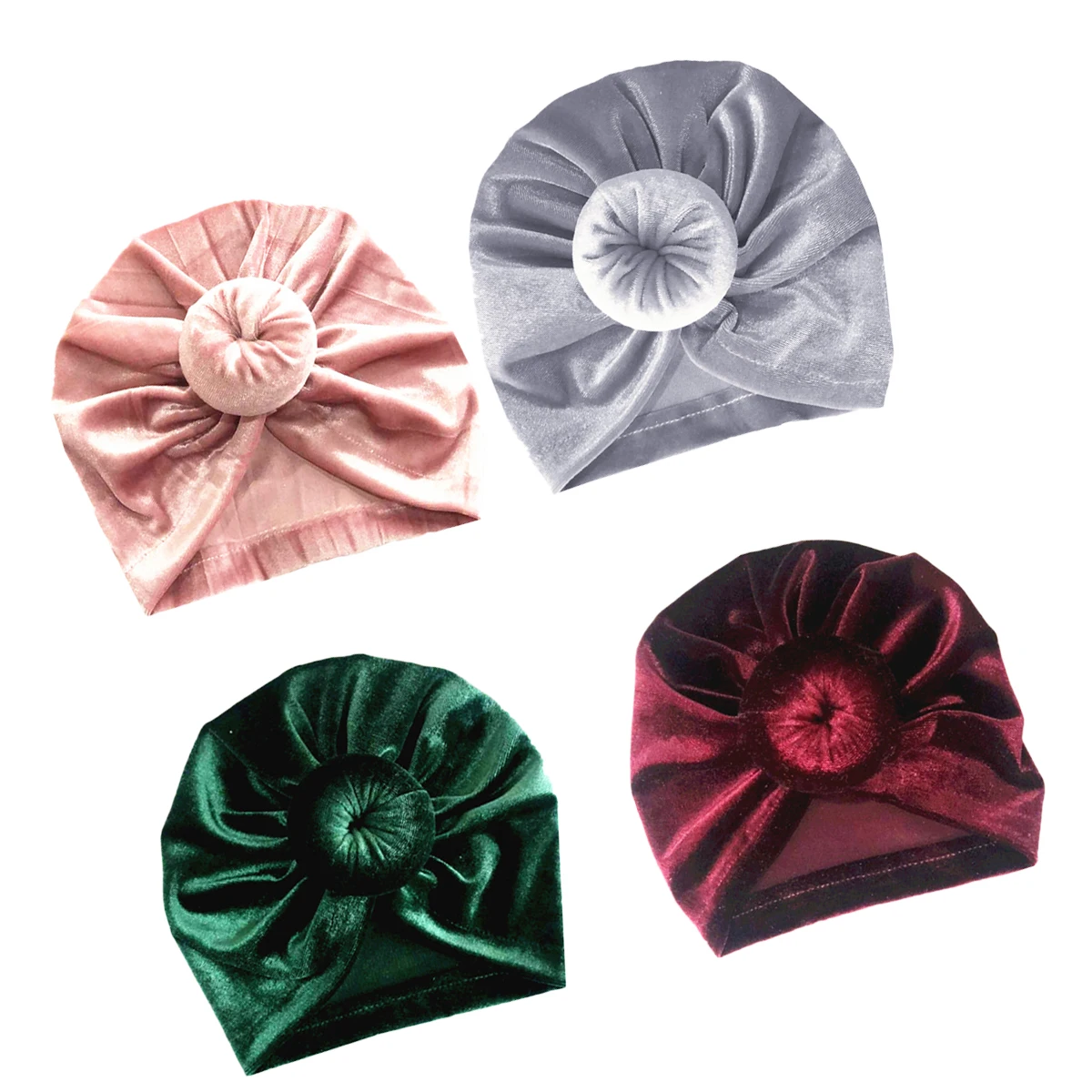 

4pcs Baby Turban Hats Newborn Hospital Knot Cap Girl Christmas Party Photo Accessory Comfortable Warm For Outdoor Use