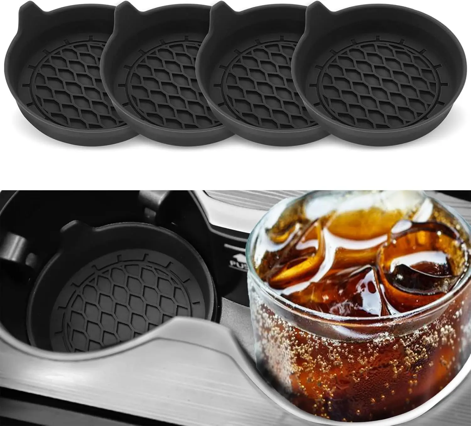 2Pcs 8cm Weiche Silikon Auto Tasse Untersetzer Anti-Slip Tasse Halter Wasserdicht Nicht-Slip Sieb-Proof Spill Untertasse Auto Innen Zubehör