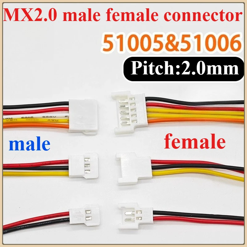 

10Pcs MX2.0 2.0mm Pitch 2/3/4Pin Male Female Aerial Docking Battery Charging Cable Connector Plug With Wire 10/15/20/30CM 26AWG