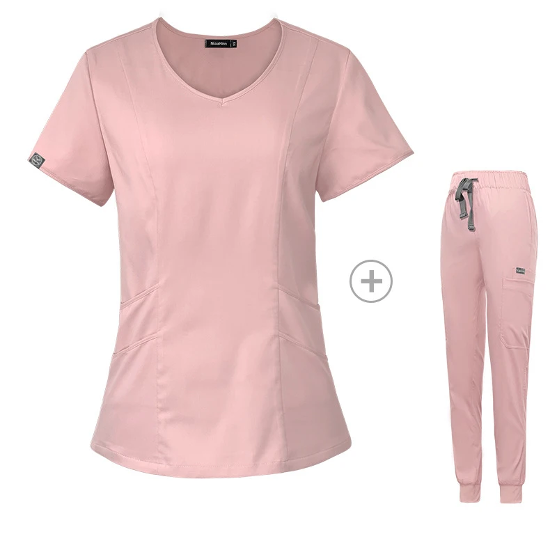 Fashion Women Scrubs Sets Medical Uniform Doctors Nurses Accessories Hospital Dental Clinic Spa Salon Work Uniforms Tops Pant