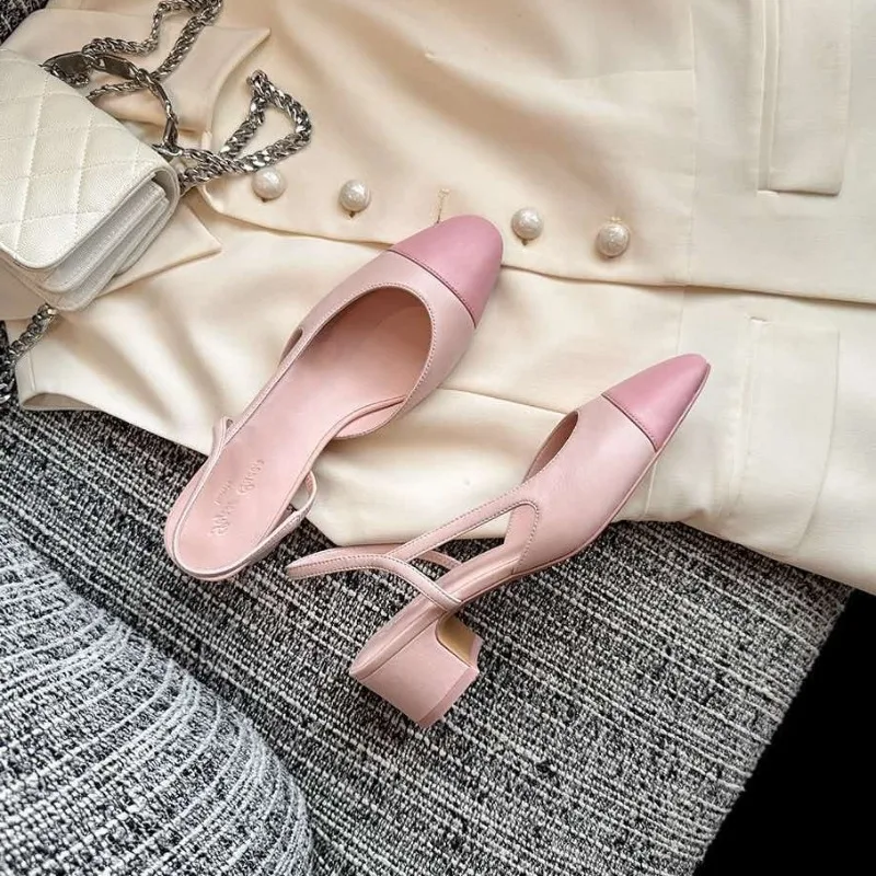 New Summer Women's Fish Mouth Closed Toe Comfortable Mid Heel Sandals Women Color Blocking Elegant Casual Fashionable Sandals