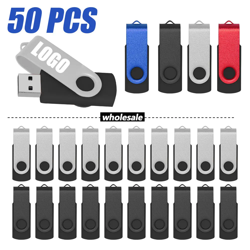 

50Pcs/lot USB 2.0 Flash Drive 128GB 64GB 32GB High Speed Pendrive Memory Stick 16GB 8GB 4GB U-disk Free Custom Logo Pen Drive