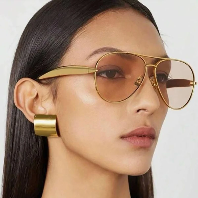Óculos de Sol de Metal de Alta Qualidade - Óculos de Sol Estilo Piloto Retro e Fashionáveis - Óculos de Sol com Proteção UV - 7508