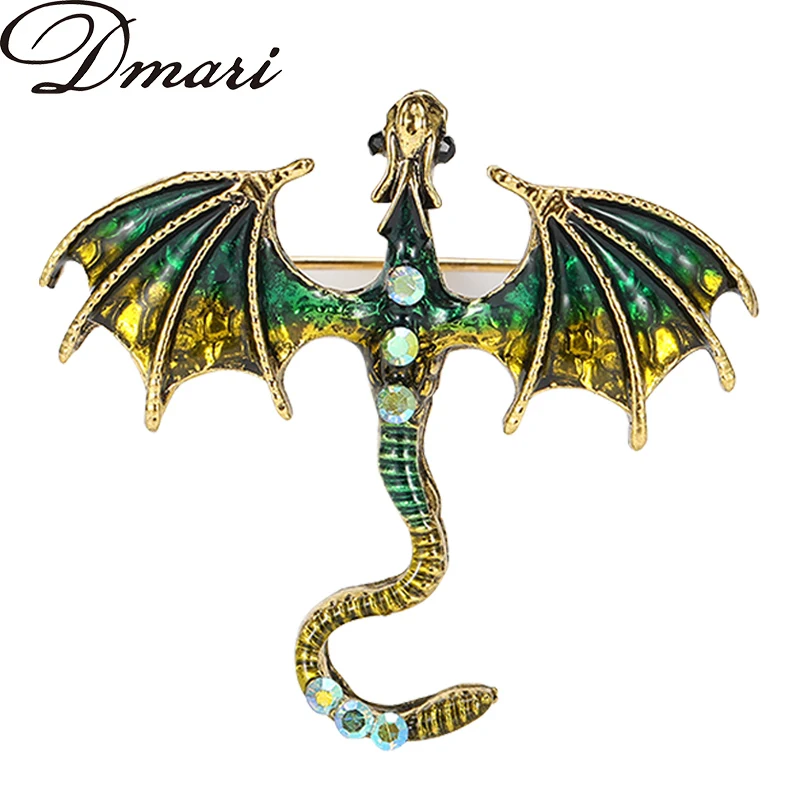 Dmari Women Brooch Vintage Dragon Lapel Pins 7-color Enamel Pin Luxury Jewelry Accessories For Clothing New Year Gift