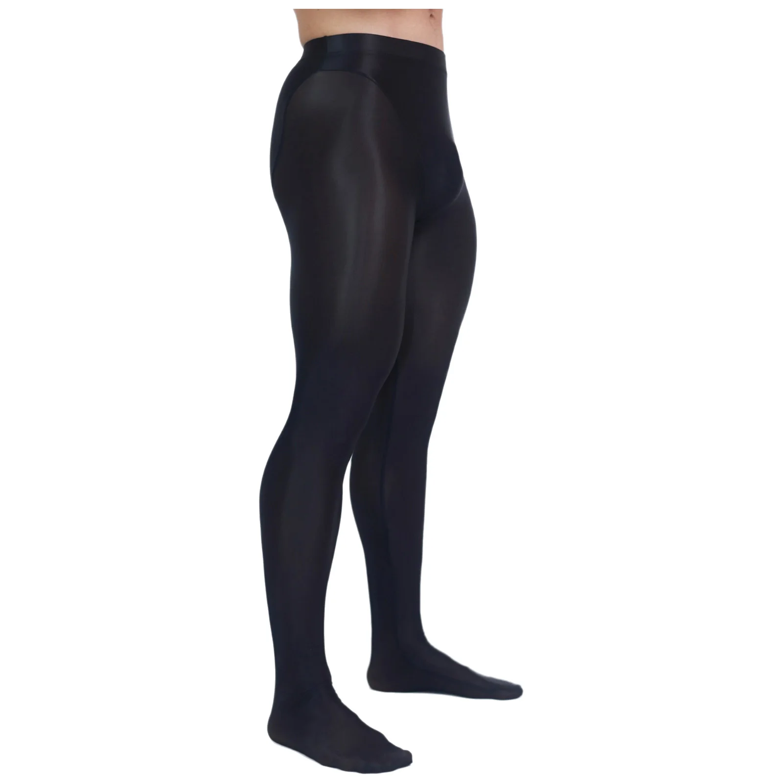 Men Women Sexy Sheer Mesh Oil-shiny Pantyhose High Waist Elastic Tights Bodystockings for Yoga Nightclub Rave Party Couple Game