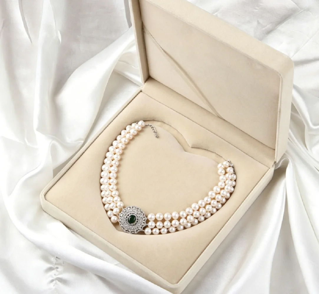 New product 3 rows/necklace AAAA7-8mm/8-9mm natural pearl necklace 16-17-18 in