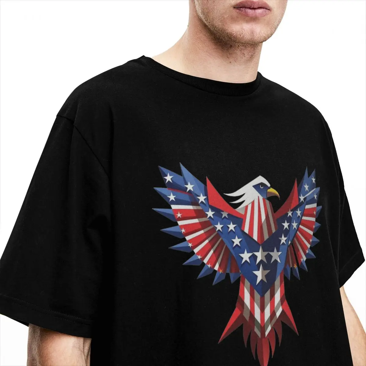 American Flag T Shirt Couple Eagle Shape Vintage Cotton T Shirts Summer O-Neck Fashion Tees Printed Plus Size Tops