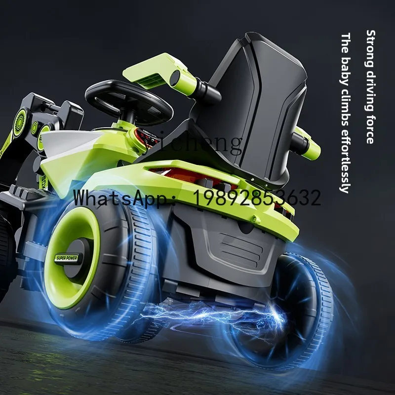AD children's electric excavator can  people toy car boys and girls can remote control dual drive excavator