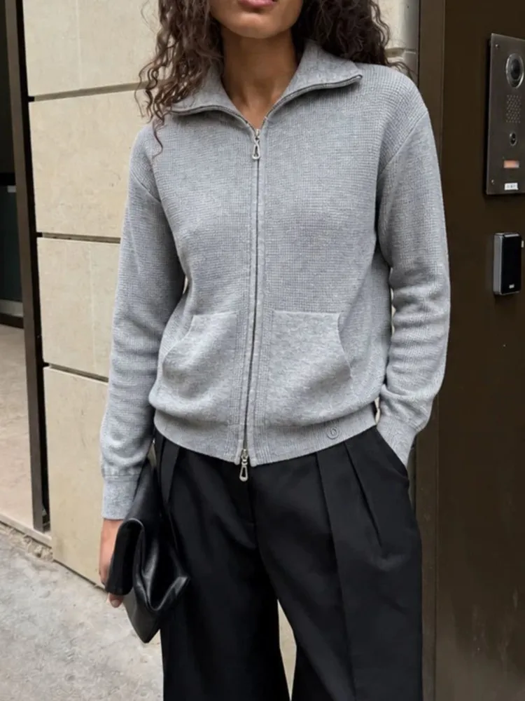 MsChuh Autumn Women's Clothing Solid Color Outerwears Cardigans Sweater All-match Loose Simple Style Comfortable Temperament
