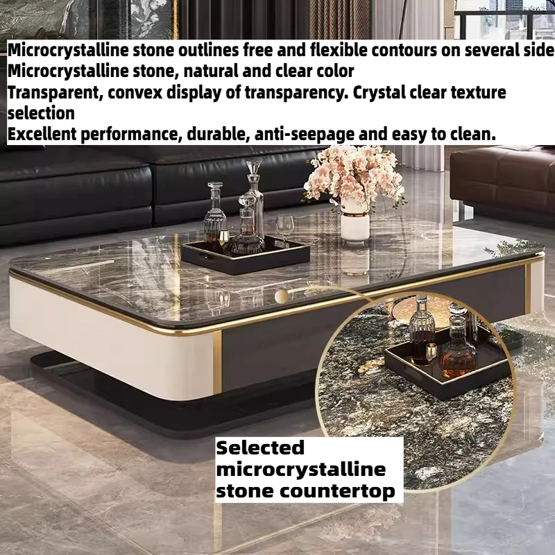 

Модный декоративный журнальный столик для гостиной из микрокристаллического камня, прямоугольный приставной столик в стиле середины века, мебель для дома