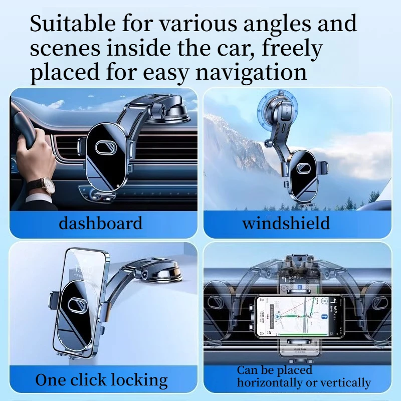 Lcars Mobile Phone Car Mount, Multifunctional Suction Cup Type for Dashboard, Universal Car Navigation Support Bracket, Vacuum Adhesive Reinforced Anti-Shake