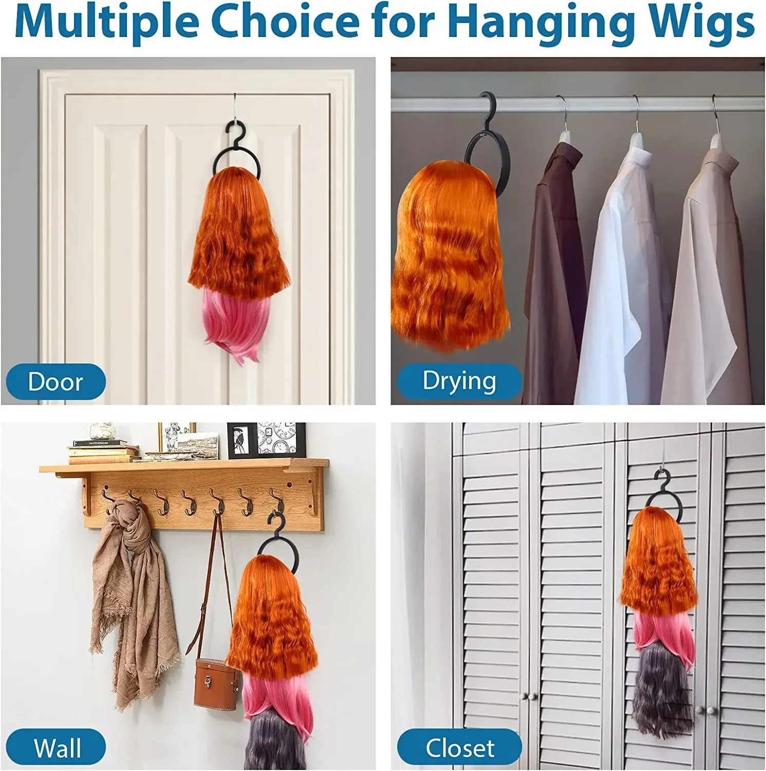 1Pcs Wholesale Hanging Wig Stand For Wigs Display Styling Portable Wig Hanger Hair Dryer Durable Wig Hanging Stand Display Tool