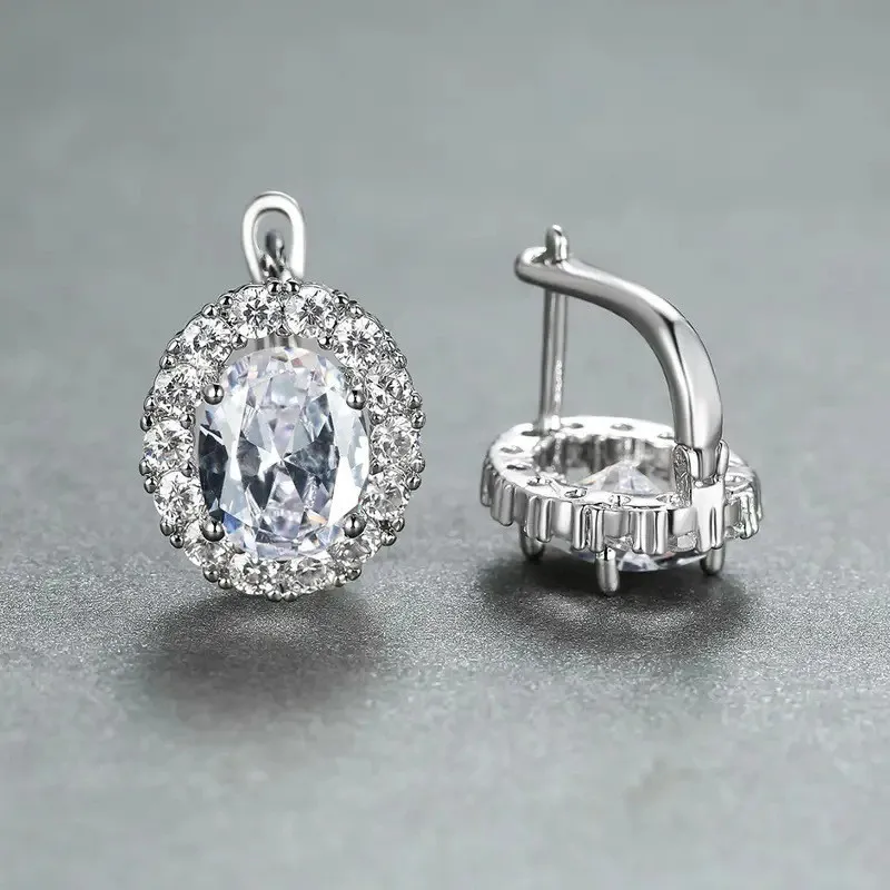 925 فضة مكعب زركونيا هوب أقراط للنساء الأحمر/الأرجواني/الوردي/الأبيض/الأزرق تشيكوسلوفاكيا أقراط موضة جديدة مجوهرات نسائية #1