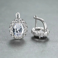 925 Sterling Silver Cubic Zirconia Hoop Earrings for Women Red/Purple/Pink/White/Blue CZ Earrings New Fashion Female Jewelry