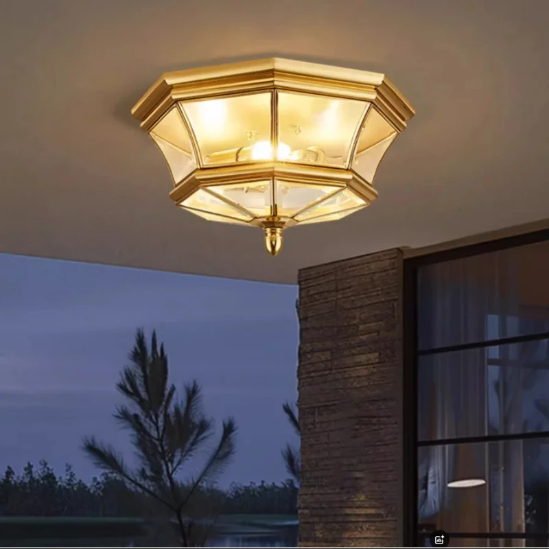 Modern Luxury Rotundity Black/gold Copper LED Ceiling Light Glass Lampshade Bedroom Restaurant Kitchen Living Room Hanging Lamps
