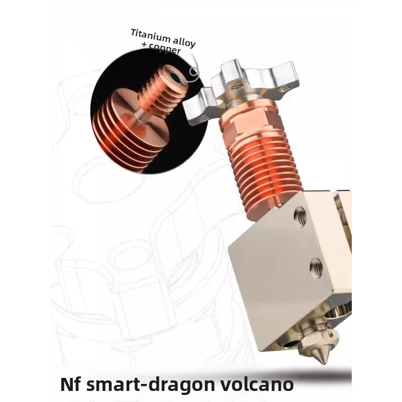 

MellowNF Smart-Dragon Volcano V2.0Hotend3DPrinter Запасные части для экструзионной головки из титана и металла в горле