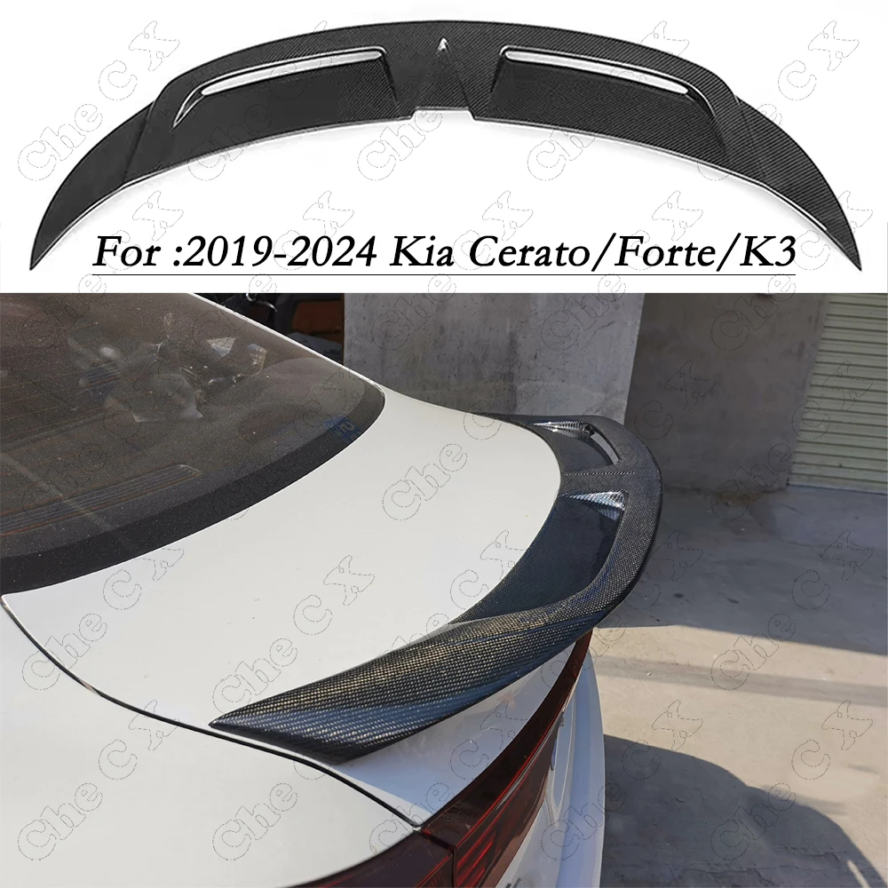 Real Carbon Fiber Spoiler Car Rear Trunk Wing Type Hollow Out Style Ducktail Spoiler For Kia Cerato Forte Sport Gt 2019-2024