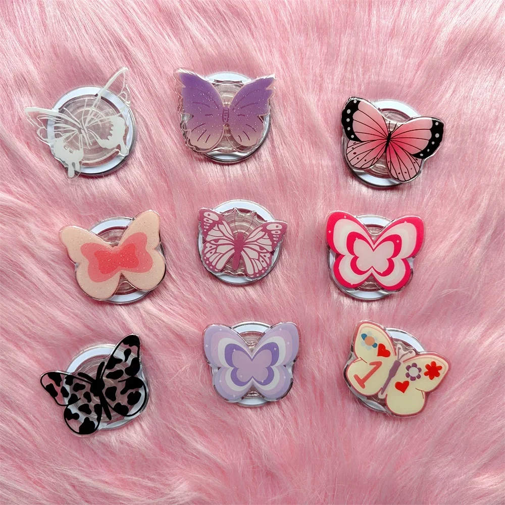 

Magsafe Phone Grip Tok Griptok Cellphone Stand Holder Macsafe for iPhone 16 15 Accessories Ring Korean Cute Ins Butterfly