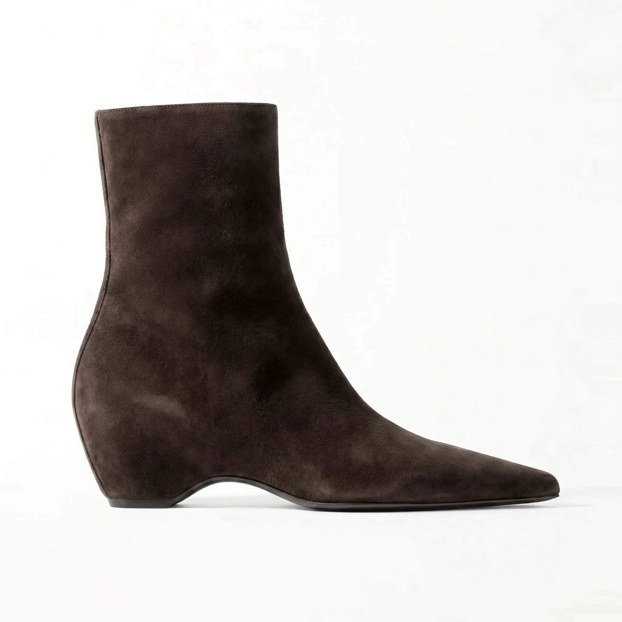 Women's Suede Winter Ankle Boots with Wedge Heel and Zip
