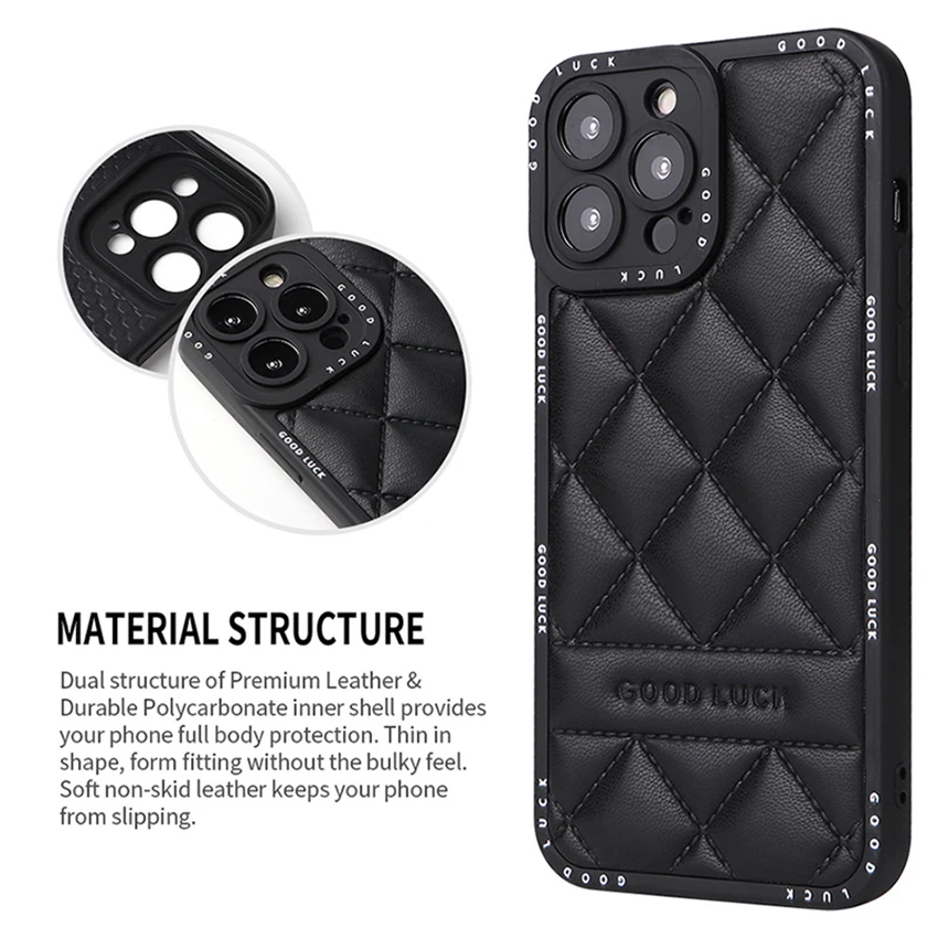 Leather Feel Phone Case For Iphone 15 14 13 Pro 12 11 Max Plus Diamond Plaid 14Pro Phone Case Silicone 15Promax Cover Soft Shell