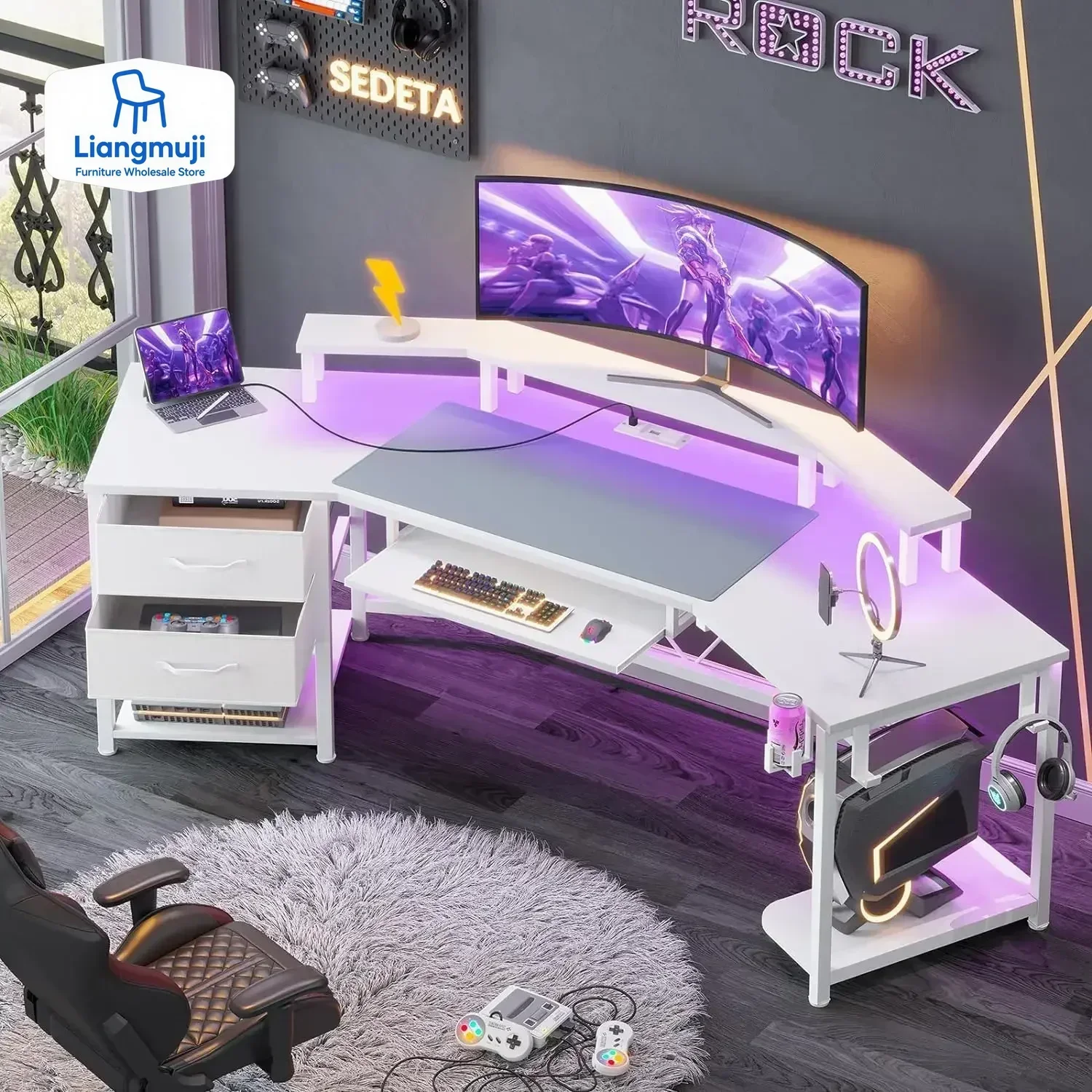 79" Gaming Desk,Com…