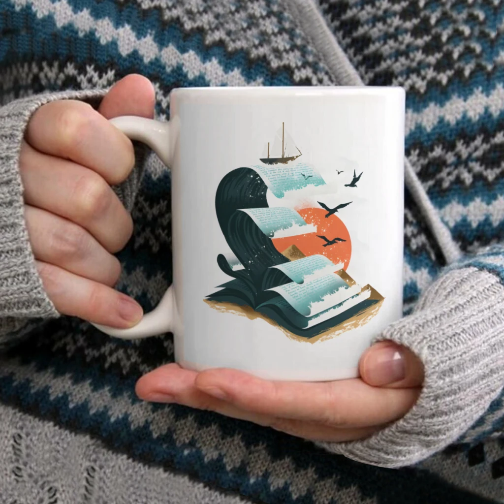 

Waves of KnowledgeCoffee Mug Tea Cup 11oz Coffee Cup Funny Birthday Ceramic Mug Personalized Cup