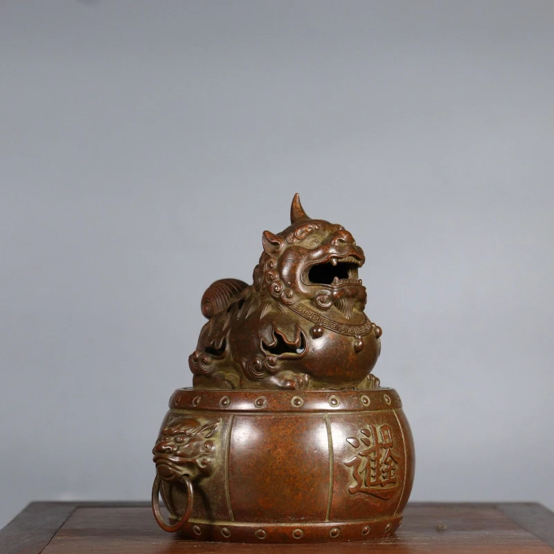 

Brass Pixiu incense burner makes money every day, office, living room desktop painted metal handicrafts, copper ware, pure coppe