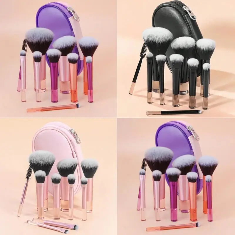 Conjunto de 10 Pincéis de Maquiagem Mini, Ferramentas de Beleza para Pó, Base, Blush e Corretivo, Suprimentos Profissionais