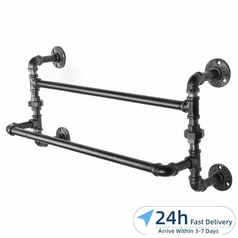 

Винтажная промышленная настенная вешалка для полотенец из кованого железа, органайзер для хранения банных полотенец и салфеток