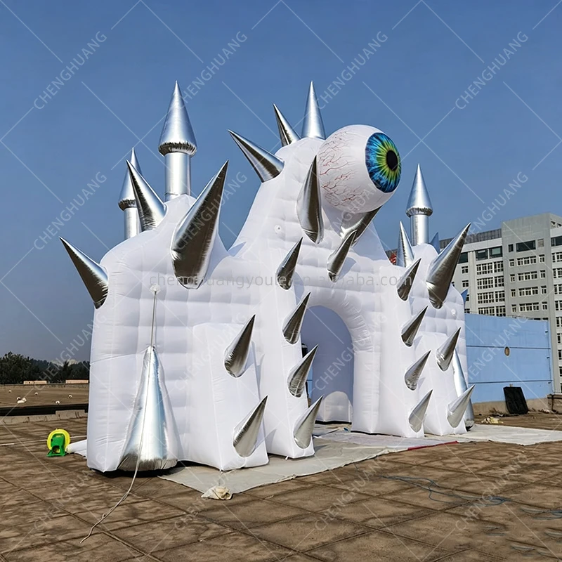 Giant Inflatable Spiky Eye Monster Arch, Blow Up Entrance Archway for Halloween, DJ Stage & Outdoor Event Advertising Props