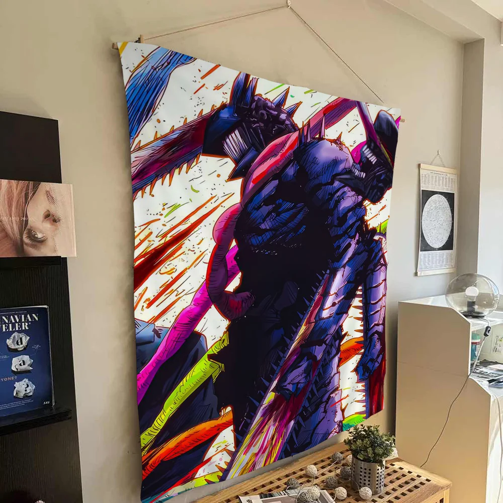 Manga Movie C-Chainsaw M-Man Hippie Wall Hanging Tapestries Bohemian Wall Tapestries Mandala INS Home Decor