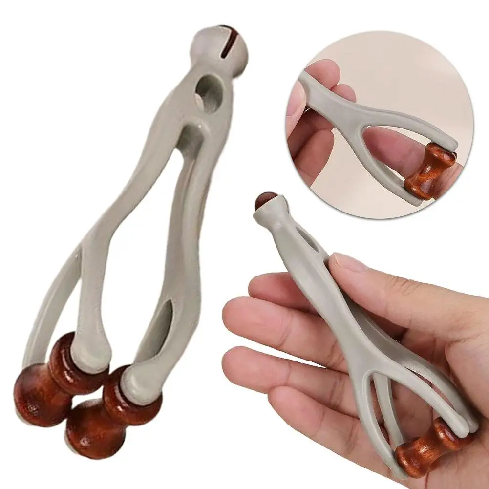 Solid Wood Finger Massager Roller, 360° Roller Clip‑on For Hand Meridian Relief Promote Blood Circulation Relieve Finger Fatigue