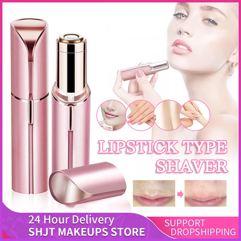 1-Pack Women Electric Lipstick Shaped Portable Trimmer Painless Effective Facial Hair Removal for Shaving Beauty Shaver Tool